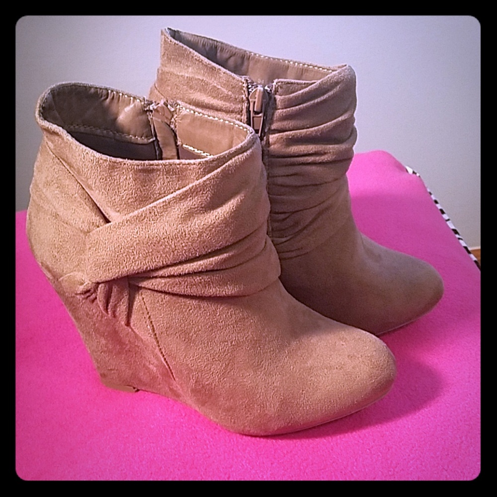 Taupe Wedge Booties!